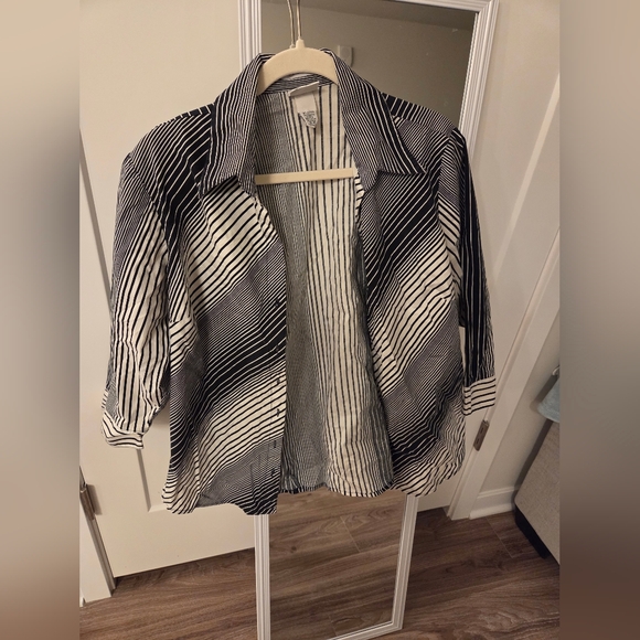 Carolina Colours Tops - Vintage Carolina Colours Black & White Striped Button-Up Blouse